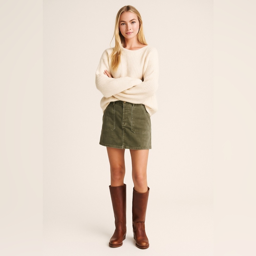 American Eagle Outfitters HIGH-WAISTED CORDUROY Mini
Skirt Green sz 2